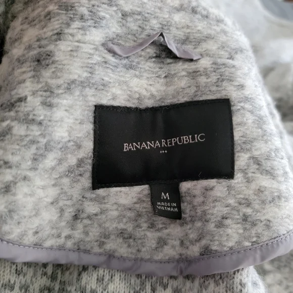 Banana Republic Knit Cocoon Wool Blend Oversized 2 Button Front Coat SZ M Gray - Picture 3 of 12